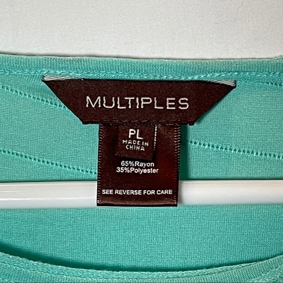 NWT Multiples Mint Green/Blue 3/4 sleeve P Large - Picture 4 of 6